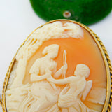 Victorian 9ct Gold Carved Shell Cameo Cupid & Aphrodite Antique c1880