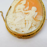 Victorian 9ct Gold Carved Shell Cameo Cupid & Aphrodite Antique c1880