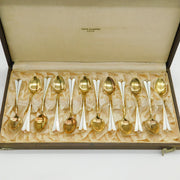 Norwegian David Andersen Boxed Set of Sterling Silver Gilt Enamel Teaspoons