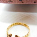 Victorian 15ct Gold & Ruby Set Good Luck Horseshoe Ring Antique 1870 Birmingham
