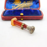 Victorian Sterling Silver & Carved Red Agate Seal Fob Stamp Bird Crest c1860