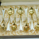 Norwegian David Andersen Boxed Set of Sterling Silver Gilt Enamel Teaspoons