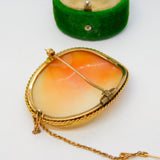 Victorian 9ct Gold Carved Shell Cameo Cupid & Aphrodite Antique c1880