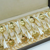 Norwegian David Andersen Boxed Set of Sterling Silver Gilt Enamel Teaspoons