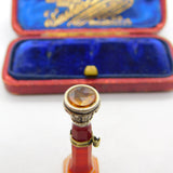 Victorian Sterling Silver & Carved Red Agate Seal Fob Stamp Bird Crest c1860