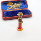 Victorian Sterling Silver & Carved Red Agate Seal Fob Stamp Bird Crest c1860