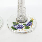 Pair Sterling Silver Floral Guilloche Enamel Base Wine Goblets 1969 Birmingham