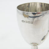 Pair Sterling Silver Floral Guilloche Enamel Base Wine Goblets 1969 Birmingham