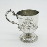 Victorian Sterling Silver Floral Christening Mug Tankard 1859 Antique London