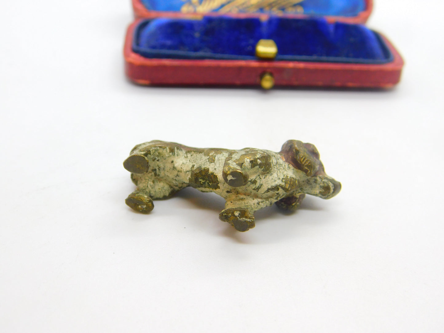 Victorian Cold Painted Vienna Bronze Spaniel Dog Figurine Antique c1860