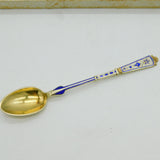 Danish P. Hertz Boxed Set of Sterling Silver Gilt & Enamel Teaspoons Antique