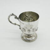 Victorian Sterling Silver Floral Christening Mug Tankard 1859 Antique London