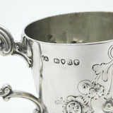 Victorian Sterling Silver Floral Christening Mug Tankard 1859 Antique London