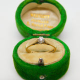 9ct Yellow Gold & 0.1ct Diamond Solitaire Ring Vintage c1970