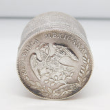 Victorian Mexican Sterling Silver Coin Crafted Trinket Box Antique 1894
