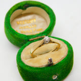 9ct Yellow Gold & 0.1ct Diamond Solitaire Ring Vintage c1970