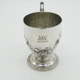 Victorian Sterling Silver Floral Christening Mug Tankard 1859 Antique London