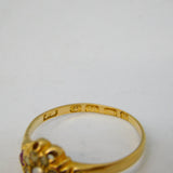 Victorian 18ct Gold, Diamond, Ruby & Pearl Floral Cluster Ring Antique 1866 Sheffield