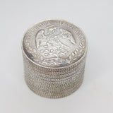 Victorian Mexican Sterling Silver Coin Crafted Trinket Box Antique 1894