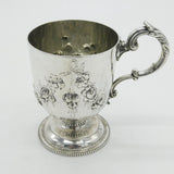 Victorian Sterling Silver Floral Christening Mug Tankard 1859 Antique London