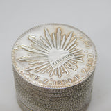 Victorian Mexican Sterling Silver Coin Crafted Trinket Box Antique 1894