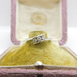 9ct White Gold & Diamond Paste Crossover Ring Vintage c1980 Sheffield