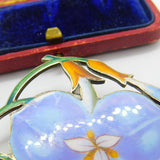 Large Sterling Silver & Colourful Enamel Spring Flower Brooch Pin Antique c1920