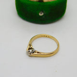 9ct Yellow Gold & 0.1ct Diamond Solitaire Ring Vintage c1970