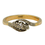 Victorian 15ct Gold & Three-Stone Diamond Crossover Ring Antique c1880s