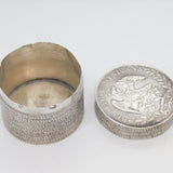 Victorian Mexican Sterling Silver Coin Crafted Trinket Box Antique 1894