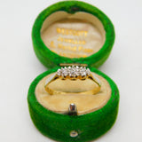 Victorian 18ct Yellow Gold & 0.2ct Diamond Three Stone Ring Antique c1890