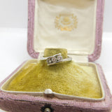 9ct White Gold & Diamond Paste Crossover Ring Vintage c1980 Sheffield