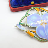 Large Sterling Silver & Colourful Enamel Spring Flower Brooch Pin Antique c1920