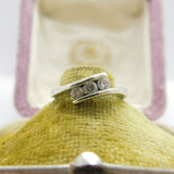 9ct White Gold & Diamond Paste Crossover Ring Vintage c1980 Sheffield