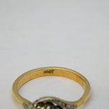 Victorian 15ct Gold & Three-Stone Diamond Crossover Ring Antique c1880s