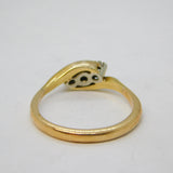 Victorian 15ct Gold & Three-Stone Diamond Crossover Ring Antique c1880s