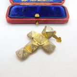 9ct Gold on Silver Masonic Ball Cross Fob or Pendant Antique c1920 Art Deco