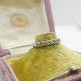 9ct White Gold & Diamond Paste Half Eternity Ring Vintage 1976 London