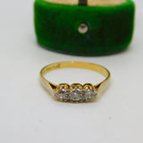 Victorian 18ct Yellow Gold & 0.2ct Diamond Three Stone Ring Antique c1890