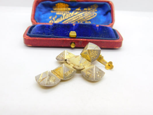 9ct Gold on Silver Masonic Ball Cross Fob or Pendant Antique c1920 Art Deco