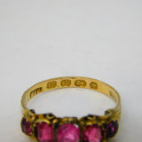 Victorian 12.5ct Gold Five-Stone Pink Paste Dress Ring Antique 1871 Birmingham