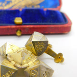 9ct Gold on Silver Masonic Ball Cross Fob or Pendant Antique c1920 Art Deco