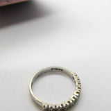 9ct White Gold & Diamond Paste Half Eternity Ring Vintage 1976 London