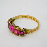 Victorian 12.5ct Gold Five-Stone Pink Paste Dress Ring Antique 1871 Birmingham