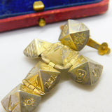 9ct Gold on Silver Masonic Ball Cross Fob or Pendant Antique c1920 Art Deco