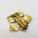 19th Century Austro-Hungarian Silver Gilt, Turquoise Floral Brooch Antique c1860