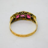 Victorian 12.5ct Gold Five-Stone Pink Paste Dress Ring Antique 1871 Birmingham