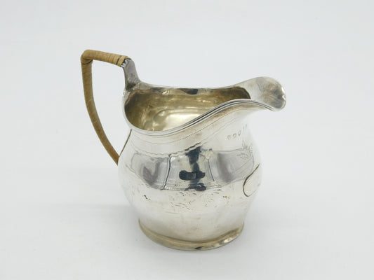 Georgian Sterling Silver Rafia Handle Floral Cream Jug 1793 London Antique