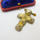9ct Gold on Silver Masonic Ball Cross Fob or Pendant Antique c1920 Art Deco