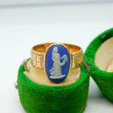 Victorian 9ct Gold Wedgwood Athena Cameo Band Ring Antique 1894 Birmingham
